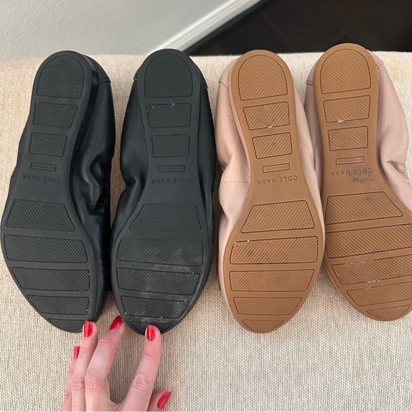 TWO PAIRS Cole Haan Black and Cream Ballet Flats bow size 8 - Picture 6 of 6